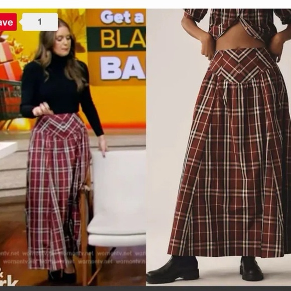 Anthropologie Brown Plaid Maxi Skirt - Picture 2 of 7